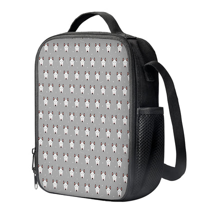 Cute Bull Terrier Faces Pattern Print Crossbody Lunch Bag