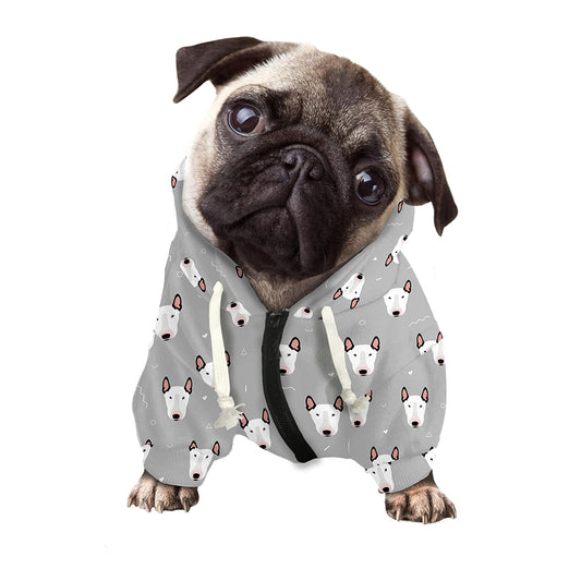 Cute Bull Terrier Faces Pattern Print Dog Zip Up Hoodie