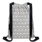Cute Bull Terrier Faces Pattern Print Drawstring Backpack