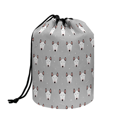Cute Bull Terrier Faces Pattern Print Drawstring Makeup Bag