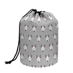Cute Bull Terrier Faces Pattern Print Drawstring Makeup Bag
