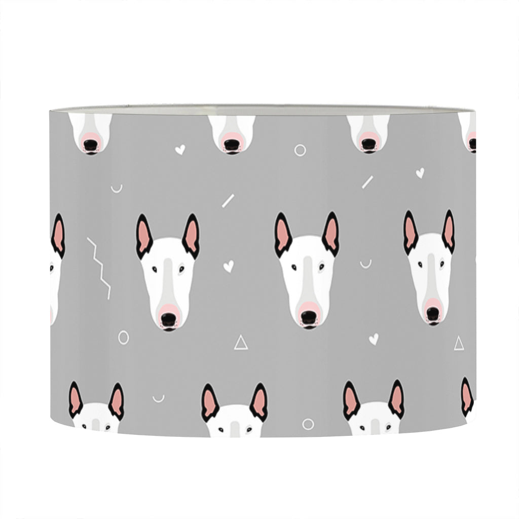 Cute Bull Terrier Faces Pattern Print Drum Lamp Shade