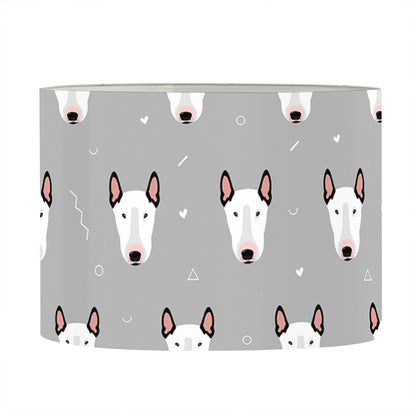 Cute Bull Terrier Faces Pattern Print Drum Lamp Shade