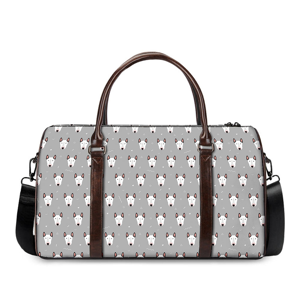 Cute Bull Terrier Faces Pattern Print Duffle Bag