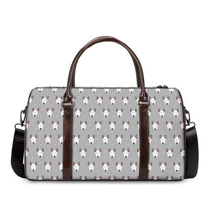Cute Bull Terrier Faces Pattern Print Duffle Bag