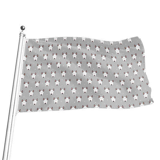 Cute Bull Terrier Faces Pattern Print Flag