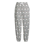 Cute Bull Terrier Faces Pattern Print Fleece Lined Knit Pants