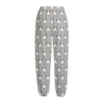 Cute Bull Terrier Faces Pattern Print Fleece Lined Knit Pants