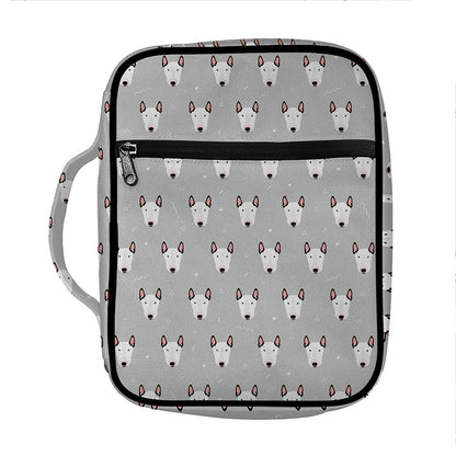 Cute Bull Terrier Faces Pattern Print Front Pocket Bible Bag