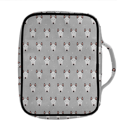 Cute Bull Terrier Faces Pattern Print Front Pocket Bible Bag