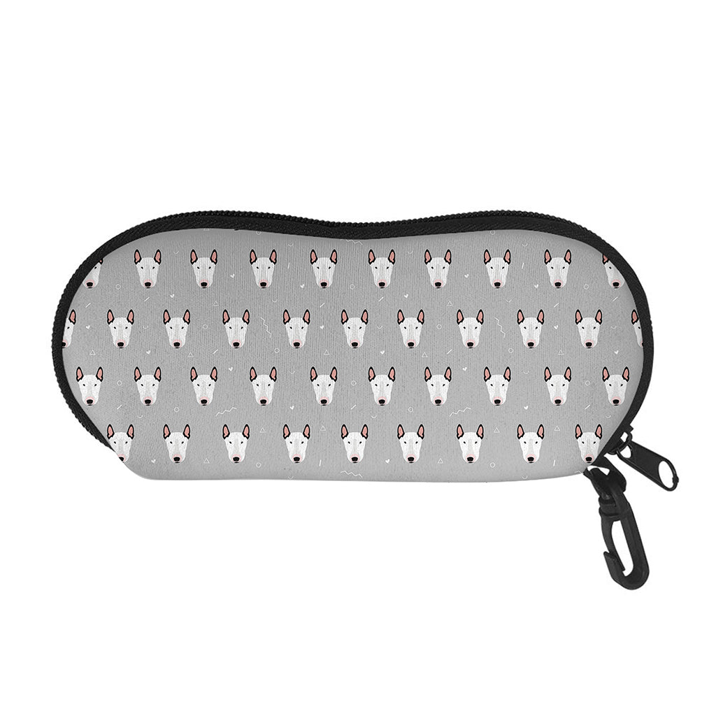 Cute Bull Terrier Faces Pattern Print Glasses Case