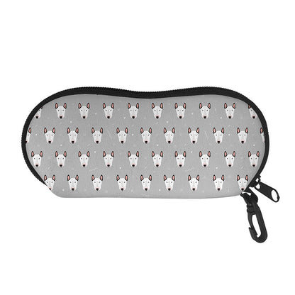 Cute Bull Terrier Faces Pattern Print Glasses Case