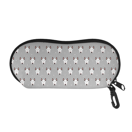 Cute Bull Terrier Faces Pattern Print Glasses Case