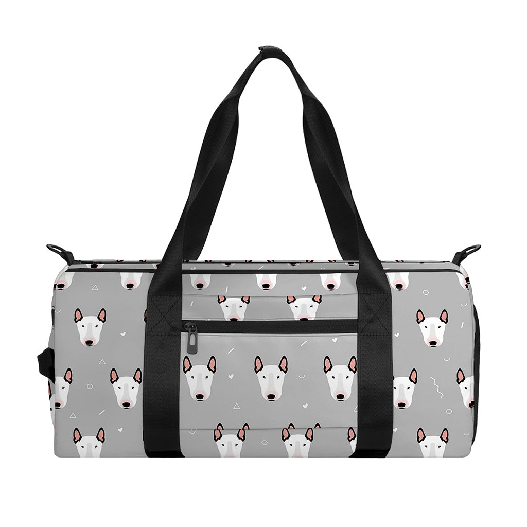 Cute Bull Terrier Faces Pattern Print Gym Bag