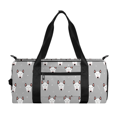 Cute Bull Terrier Faces Pattern Print Gym Bag