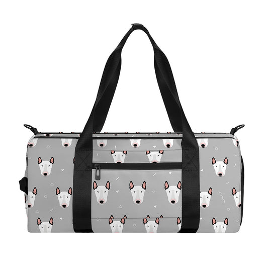 Cute Bull Terrier Faces Pattern Print Gym Bag