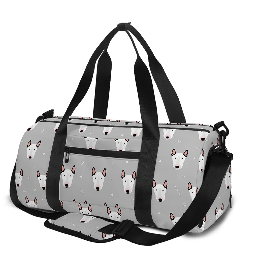 Cute Bull Terrier Faces Pattern Print Gym Bag
