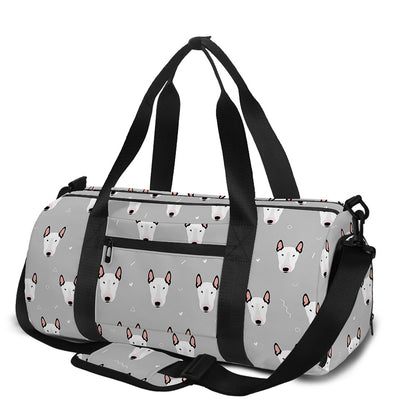 Cute Bull Terrier Faces Pattern Print Gym Bag