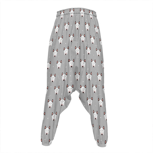 Cute Bull Terrier Faces Pattern Print Hammer Pants