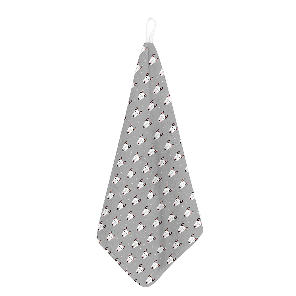 Cute Bull Terrier Faces Pattern Print Hand Towel