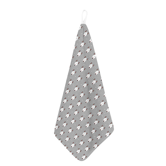 Cute Bull Terrier Faces Pattern Print Hand Towel