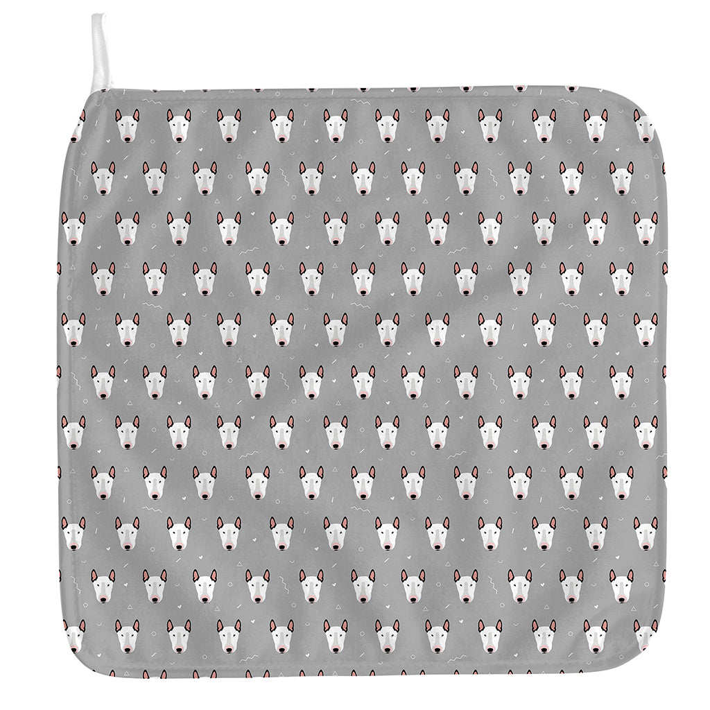 Cute Bull Terrier Faces Pattern Print Hand Towel