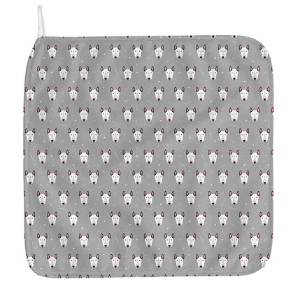 Cute Bull Terrier Faces Pattern Print Hand Towel