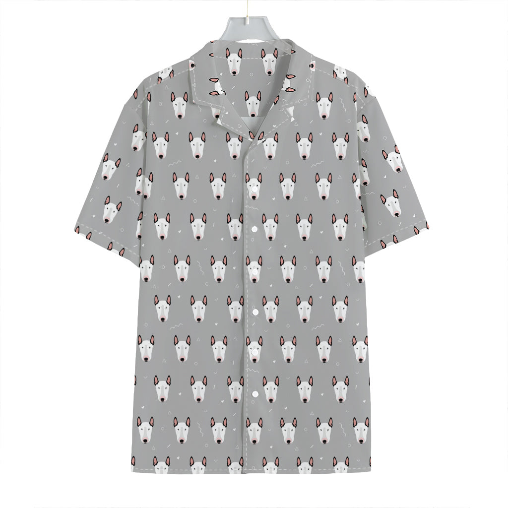 Cute Bull Terrier Faces Pattern Print Hawaiian Shirt