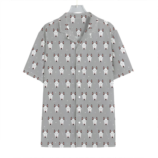 Cute Bull Terrier Faces Pattern Print Hawaiian Shirt