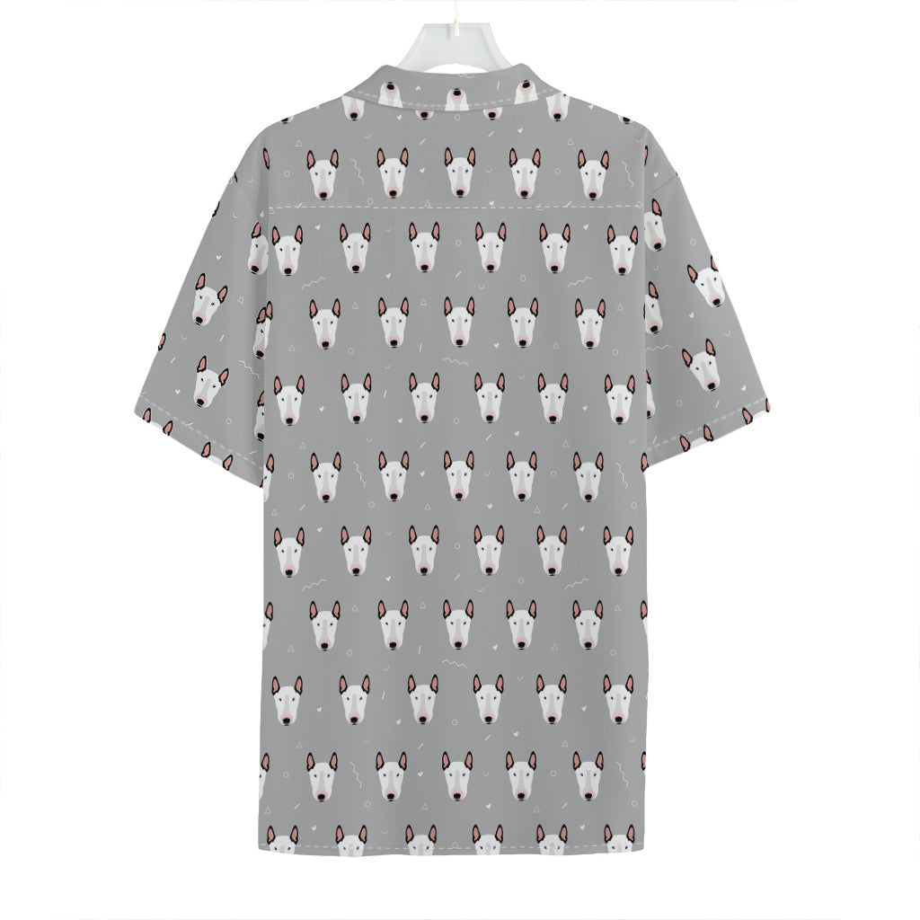 Cute Bull Terrier Faces Pattern Print Hawaiian Shirt