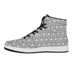 Cute Bull Terrier Faces Pattern Print High Top Leather Sneakers