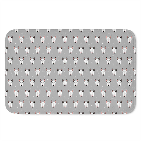 Cute Bull Terrier Faces Pattern Print Indoor Door Mat