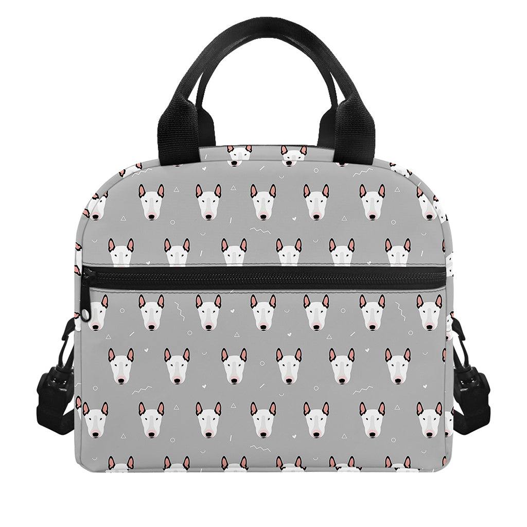 Cute Bull Terrier Faces Pattern Print Insulated Lunch Bag