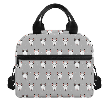 Cute Bull Terrier Faces Pattern Print Insulated Lunch Bag