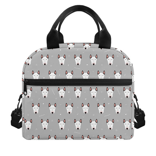 Cute Bull Terrier Faces Pattern Print Insulated Lunch Bag