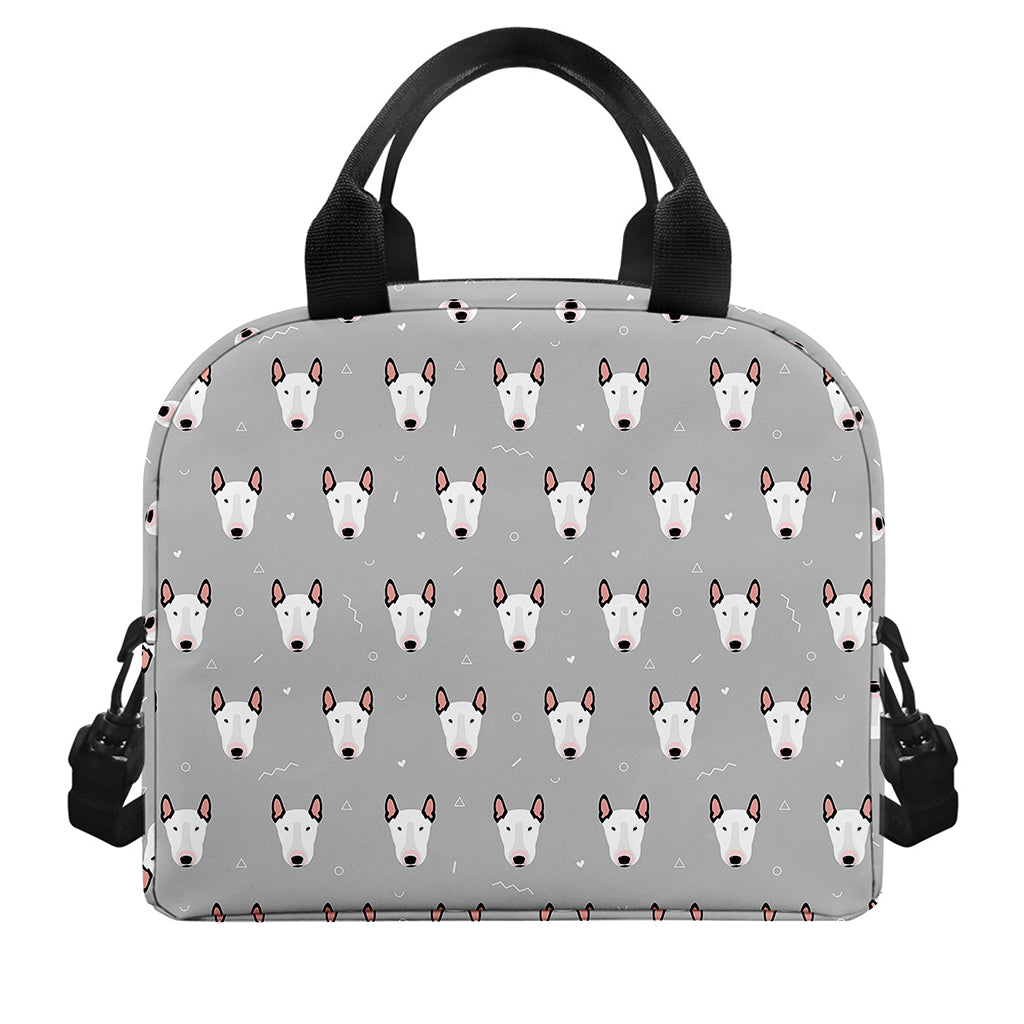 Cute Bull Terrier Faces Pattern Print Insulated Lunch Bag