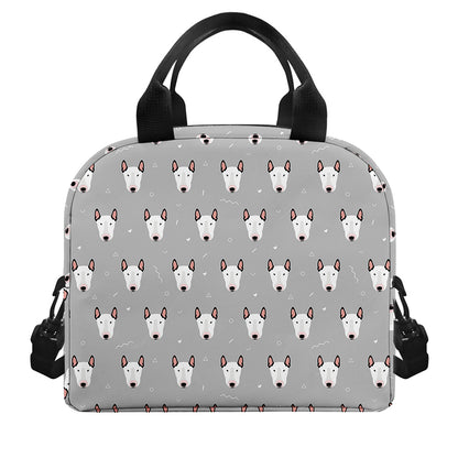 Cute Bull Terrier Faces Pattern Print Insulated Lunch Bag