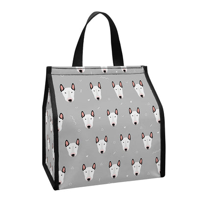 Cute Bull Terrier Faces Pattern Print Insulated Lunch Tote