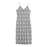 Cute Bull Terrier Faces Pattern Print Jersey Midi Cami Dress