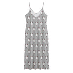 Cute Bull Terrier Faces Pattern Print Jersey Midi Cami Dress
