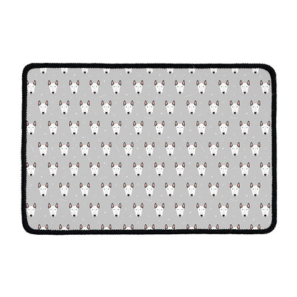 Cute Bull Terrier Faces Pattern Print Kitchen Mat