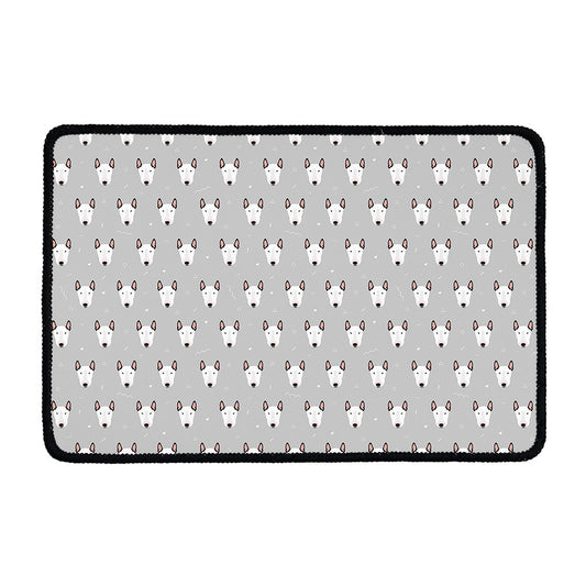 Cute Bull Terrier Faces Pattern Print Kitchen Mat