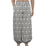 Cute Bull Terrier Faces Pattern Print Lantern Pants
