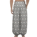 Cute Bull Terrier Faces Pattern Print Lantern Pants