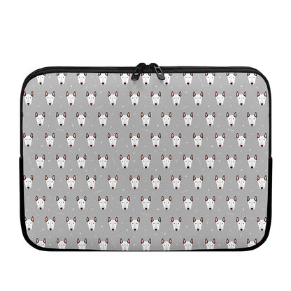 Cute Bull Terrier Faces Pattern Print Laptop Sleeve