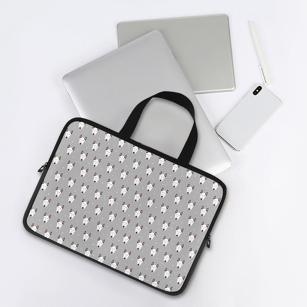 Cute Bull Terrier Faces Pattern Print Laptop Sleeve With Handle