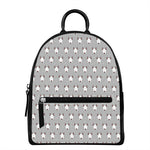 Cute Bull Terrier Faces Pattern Print Leather Backpack