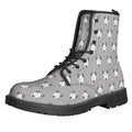 Cute Bull Terrier Faces Pattern Print Lace-Up Boots