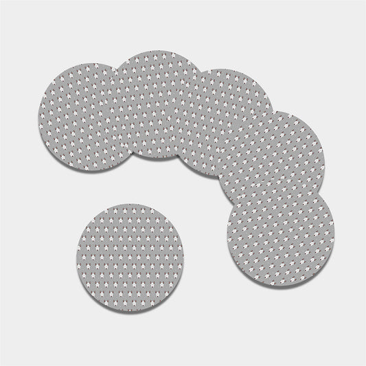 Cute Bull Terrier Faces Pattern Print Leather Coaster Set