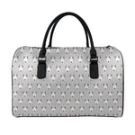 Cute Bull Terrier Faces Pattern Print Leather Duffle Bag